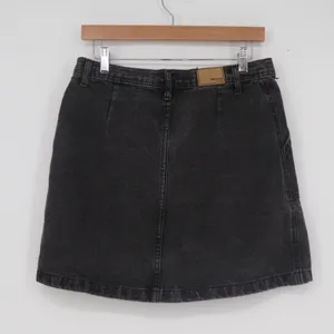 Yimeixuan Jeans Black Denim Button Front Mini Skirt High Waist A-Line Size L thumbnail 5