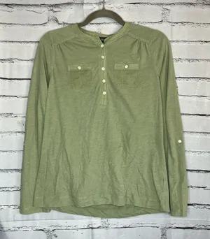 Lauren Ralph Lauren Green Button Blouse Longsleeve S Y2K Preppy Minimal Slim Fit thumbnail 1