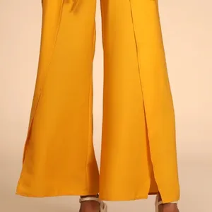 Lulus Bright and Breezy Marigold Tie-Front Culotte Side Slit Pants thumbnail 7