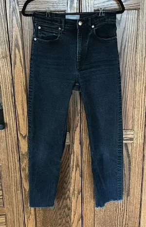 Everlane | The Way High Jean in Black with Raw Hem | womens 26 thumbnail 7