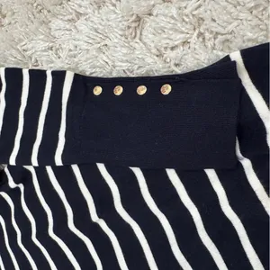 Zara Dark Blue and White Striped Knit Top thumbnail 4