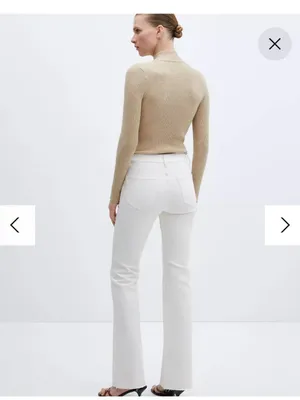 Mango White High-Rise Fiona Flare Leg Jeans Sz 8 thumbnail 2
