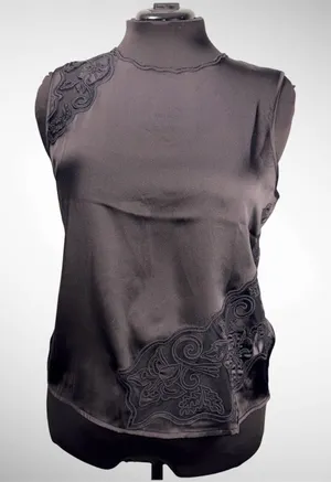 Women’s Joie Black Sleeveless Blouse with Lace Cutouts Size Large thumbnail 1