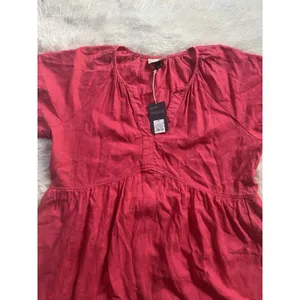 NWT Universal Thread Linen Blend Babydoll Top XL Pink Short Sleeve V-Neck thumbnail 5