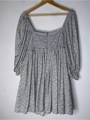 Vici Babydoll Mini Dress Square Neckline‎ Floral Puff Sleeve Medium thumbnail 2