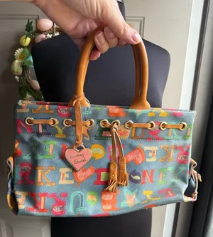 Vintage Y2K Dooney & Bourke blue Doodle graffiti hand bag thumbnail 1