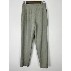 Andrea Viccaro Trousers Women 8 Grey Wool Herringbone High Waist Dress Pants thumbnail 2