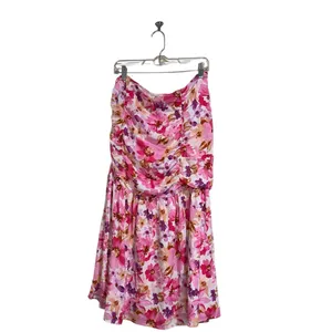 NWT Lulus Flourishing Favorite Floral Ruched Maxi Skirt Large IVORY/ PINK PURPLE thumbnail 7