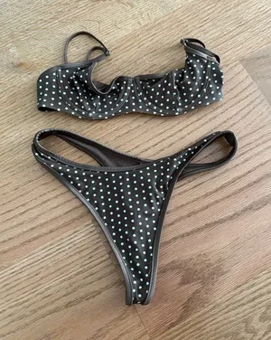 Frankie's Bikinis Brown Polka Dot Two-Piece Bikini thumbnail 1