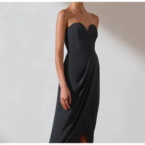 Shona Joy U Wire Bustier Draped Strapless Midi Dress Size 4 Gray Formal Wedding thumbnail 3