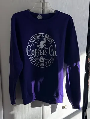 Witches Brew Coffee sweater Purple Size L thumbnail 1