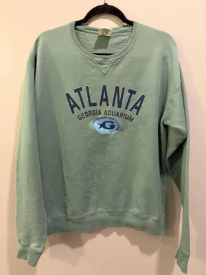 Comfort Wash Georgia Aquarium Atlanta GA Embroidered Logo Sweatshirt Green thumbnail 1