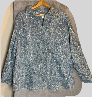 Charter Club Paisley Button Up Long Sleeve Earthy Size 24W Boho Career Modest‎ thumbnail 1
