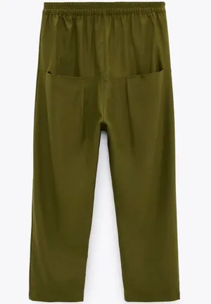 ZARA NWT Baggy Low Waisted Pants W Pockets Green thumbnail 5
