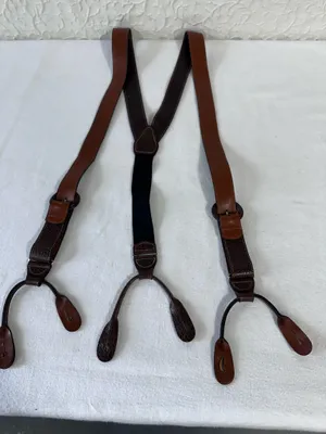 Men's Suspenders, Wide Y Style, Faux Leather with Leather Ears Western Classic thumbnail 7