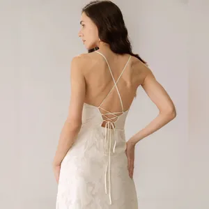 Rihoas Apricot Jacquard Corset Slip Maxi Dress thumbnail 6