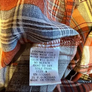 Entro‎ Orange Plaid Button Down Shirt Sz M thumbnail 6
