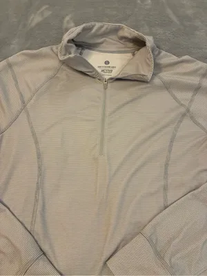 Old Navy Women's Light Beige/Gray Half-Zip Semi-Fitted Long Sleeve Top Size XL thumbnail 3