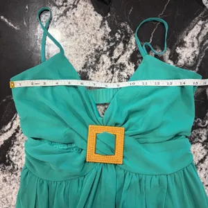 Thirty Thirty Maxi Dress Women's Medium Green Cutout Buckle Slit Boho Resort NWT thumbnail 5