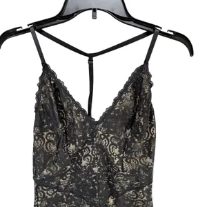 Lulus Dance For You Lace Bodysuit Women S Black Beige Plunging Coquette Romantic thumbnail 7