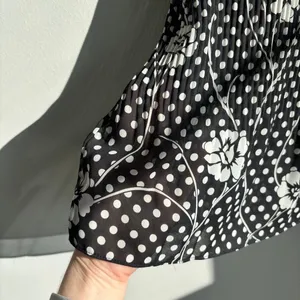 Serenade Polka Dot Floral Babydoll Top Pleated Blouse Sheer Boho Fairy Large thumbnail 12