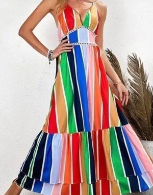 Rainbow Color Maxi Dress Multiple Size XL thumbnail 3