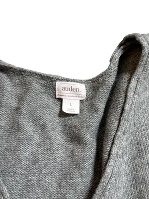Auden Grey Cozy Soft Ribbed Knit V-Neck Pullover Loungewear Sweater Large L thumbnail 2