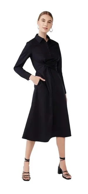 Scoop Women's Side Knot Poplin Midi Shirt Dress with Long Sleeves Size Medium thumbnail 1