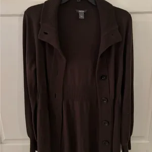 Kenneth Cole Reaction Sweater Dress Size‎ S brown Long Sleeve Wool Blend Preppy thumbnail 5