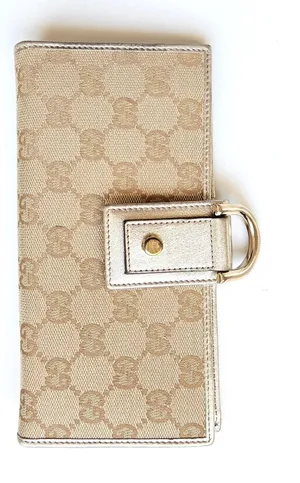 Gucci Abbey D-Ring Long Wallet GG‎ Monogram Canvas Metallic Gold thumbnail 1
