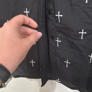 Cowgirl Hardwear Black Button Down Long Sleeve Shirt Silver Cross Pattern sz XL thumbnail 7