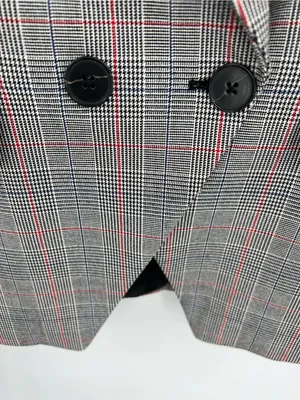Banana Republic Glen Blazer Jacket Plaid Print Double-Breasted Stretch Size 2 thumbnail 14