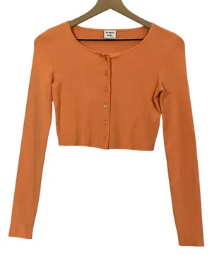 ARITZIA Sunday Best Izzy Cropped Button Up Cardigan - Orange - XS thumbnail 1