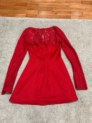 House of CB jennica Red Rose Satin And Lace Mini Dress thumbnail 9