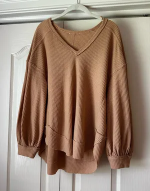 Ten waffle weave pullover top Brown Size M thumbnail 1
