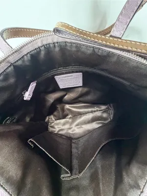 Coach Taupe Patent Leather Signature C Embossed‎ Tote Zip Shoulder Bag F15142 thumbnail 9