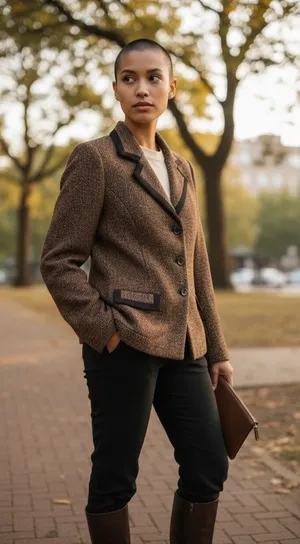 Danny & Nicole Blazer Brown and Black Blazer with Classic Cut thumbnail 1