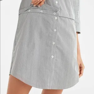 VETTA Capsule Convertible Shirt Dress Blue White Stripe Minimalist M Office NEW thumbnail 2