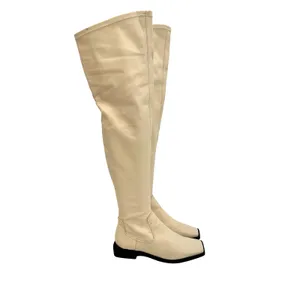 Schutz Guily Up Over The Knee Boots Eggshell Cream Leather‎ Square Toe Women 7.5 thumbnail 5