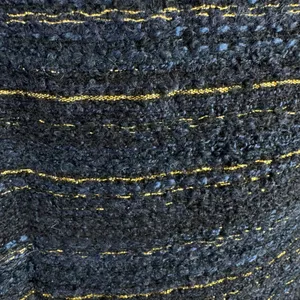 LOFT Blue Gold Shimmery Wool Blend Straight Lined Boucle‎ Mini Skirt Size 12 thumbnail 3