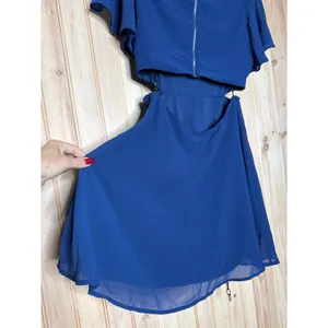 NWT Lulus Blissful Love Blue Cutout Mini Skater Dress Party Night Out Size M thumbnail 6