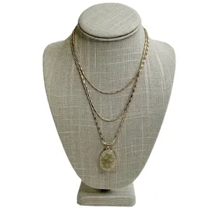 Baublebar Oval Druzy Gold Tone Multi Chain Layered Necklace thumbnail 1