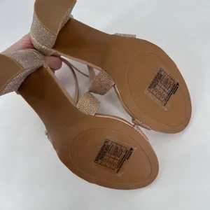 NWOT Rampage Women Rose Gold Glitter Block Heel Sandals Size‎ 8.5 thumbnail 6