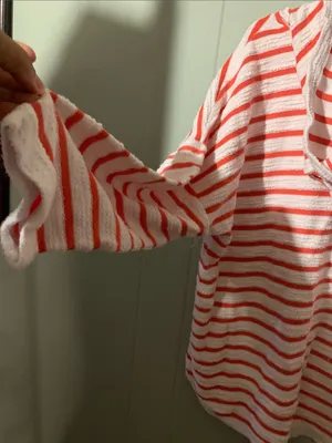 Striped Hooded Lace-Up Sweater - Pink & White thumbnail 5