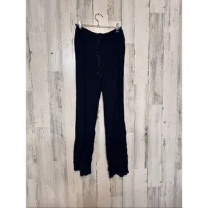 Women’s Black Modal Lounge Pants Drawstring Wide Leg Pajama Pants Size Medium thumbnail 2