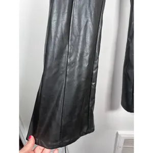 Abercrombie & Fitch Vegan Leather curve love Pants Women M Black Edgy Slit Hem thumbnail 3