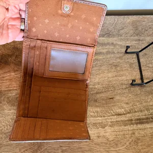 Vintage Fossil Cognac Brown Leather Trifold Wallet‎ Keyhole Snap Y2K Boho Rustic thumbnail 8