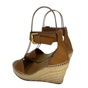 See by‎ Chloe Glyn Leather Espadrille Wedge Sandals Brown Size 36 thumbnail 12