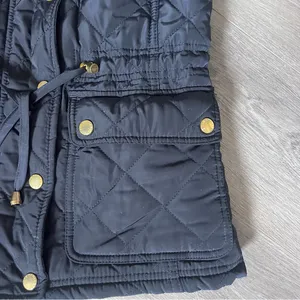 Navy faux fur lined puffer vest with gold detail Small thumbnail 2