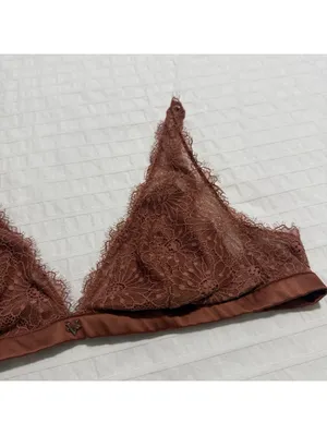 Victoria's Secret Unlined Eyelash Lace Triangle Bralette Sz M Medium Rust thumbnail 5
